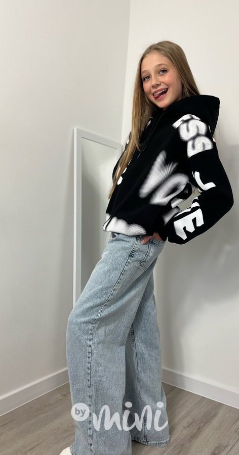 Zateplená oversize mikina Letters black