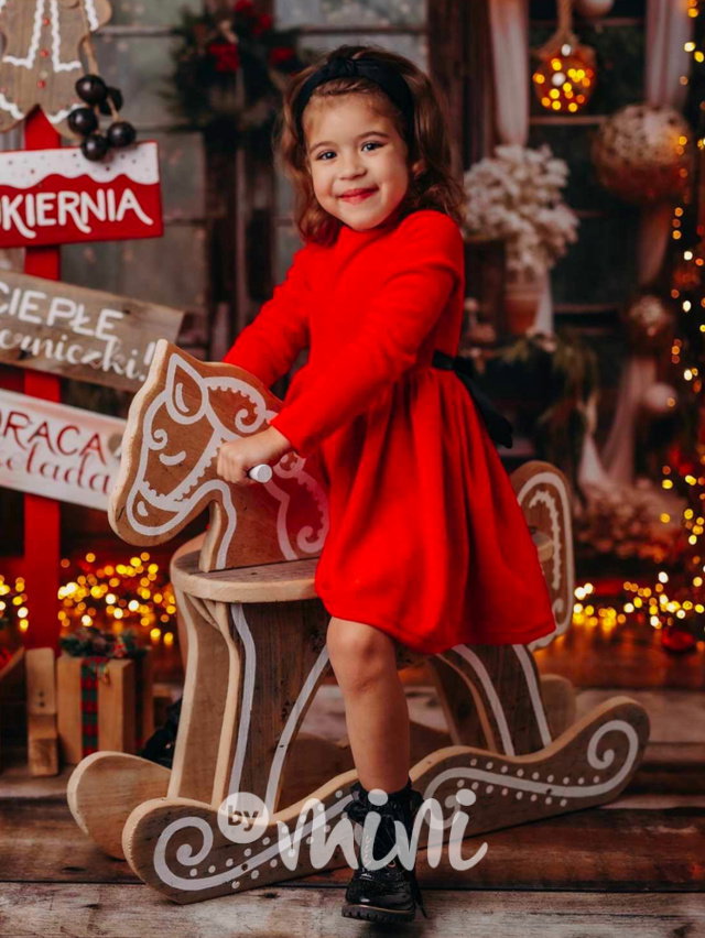 Soft velur červené šaty Mini me