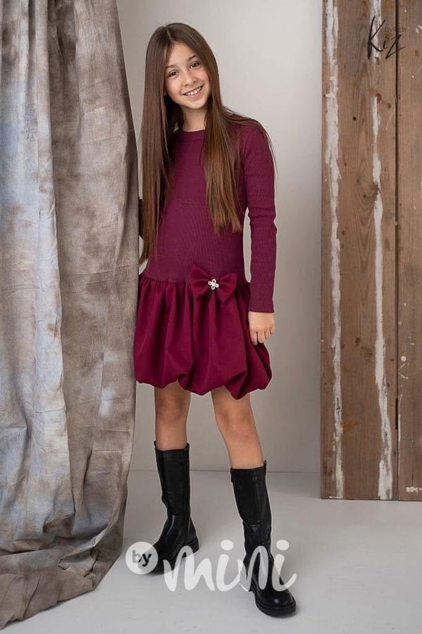 PREMIUM šaty s balonovou sukní bordo