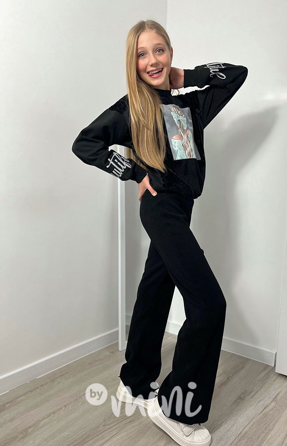 Teplé volné kalhoty černé