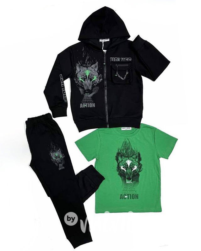 WOLF trojkomplet black/green