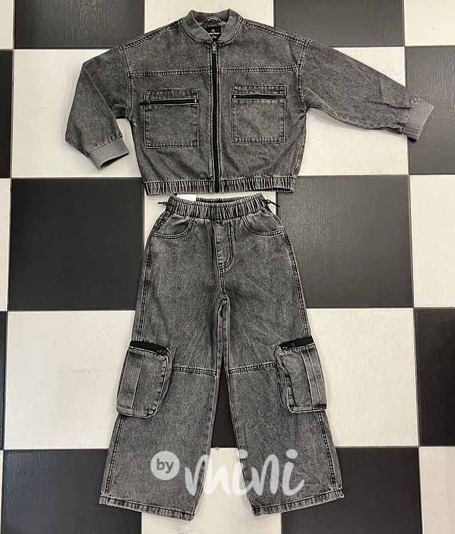 Oversize denim bunda + volné jeansy