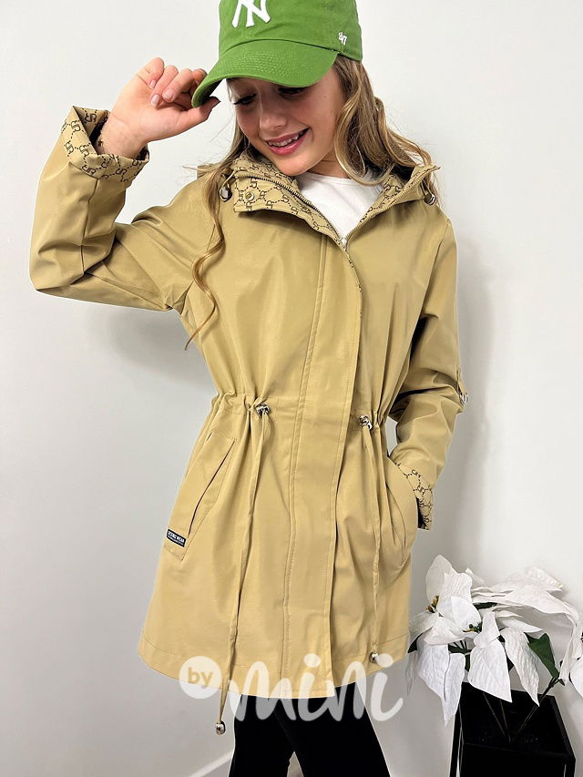 Jarní parka s kapucí béžová
