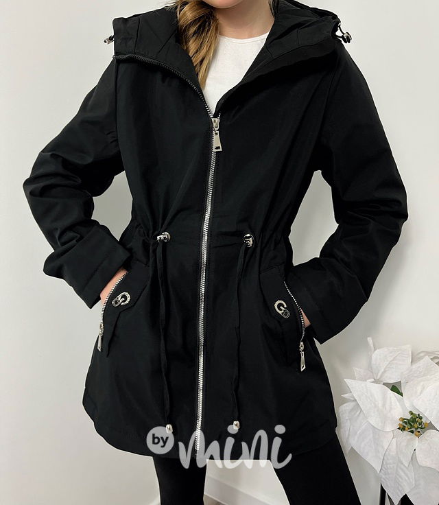 UNISEX černá jarní parka teenager s kapucí