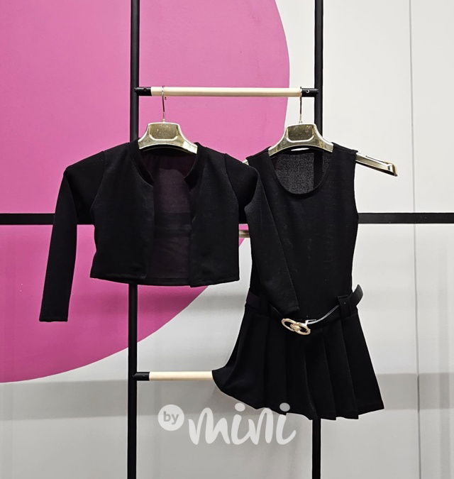 2v1 svetřík + šaty s páskem černé