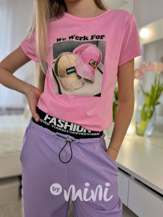 Triko WERK s kamínky pink
