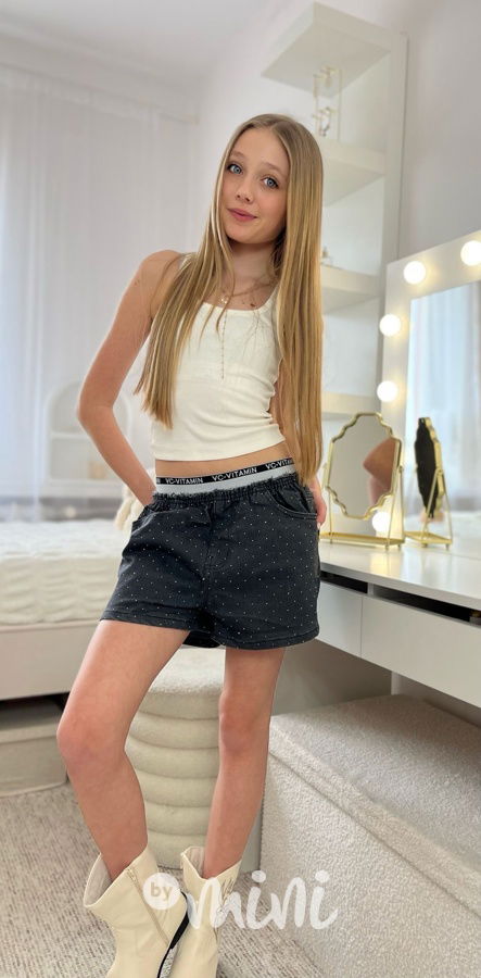 Denim kraťasy s kamínky