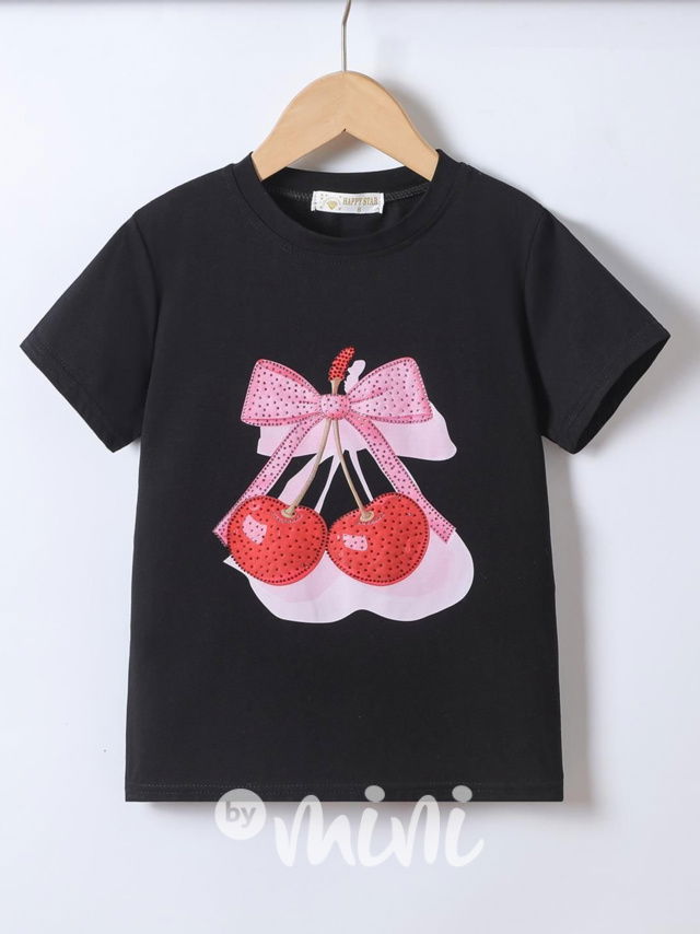 Cherry triko s kamínky černé