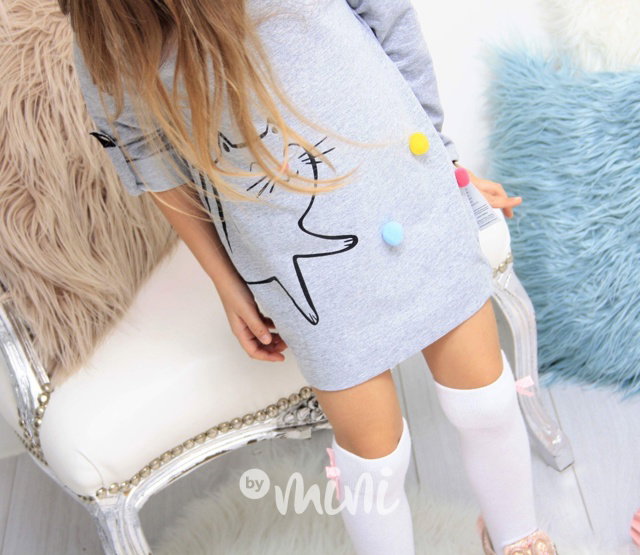 Pompon cat grey tunika