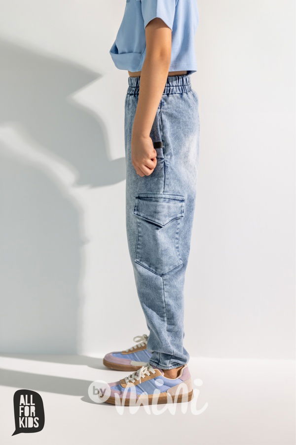 All for kids soft denim barel jeans ice blue