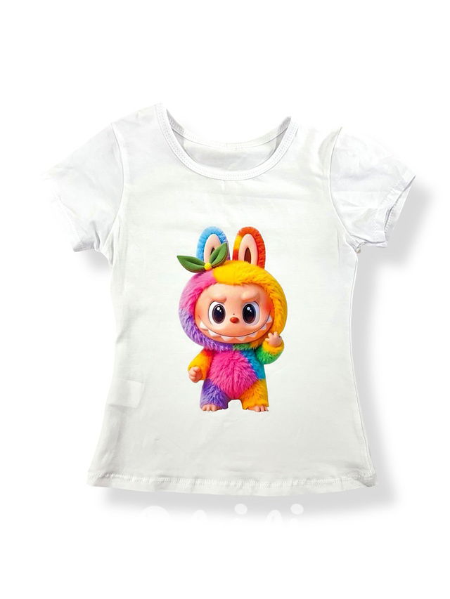 Labubu rainbow monster triko white