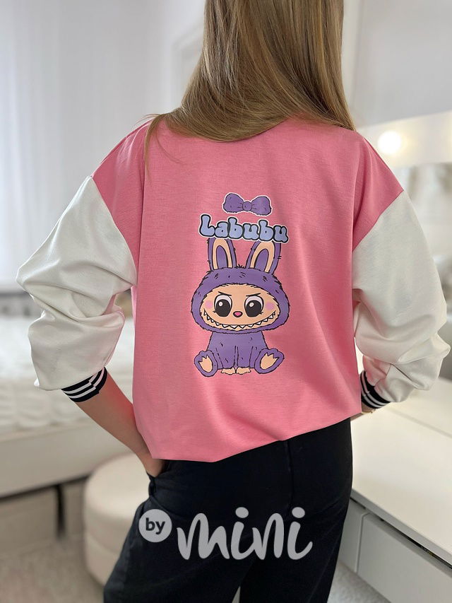 Labubu baseball mikina růžová