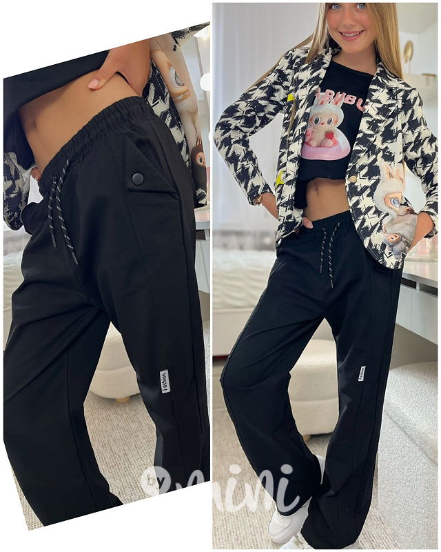 FASHION maxi volné lounge tepláky černé
