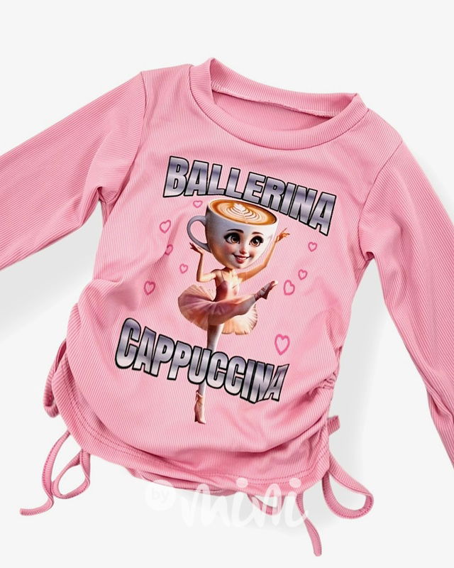 Ballerina Cappuccina blůzka na stahování růžová