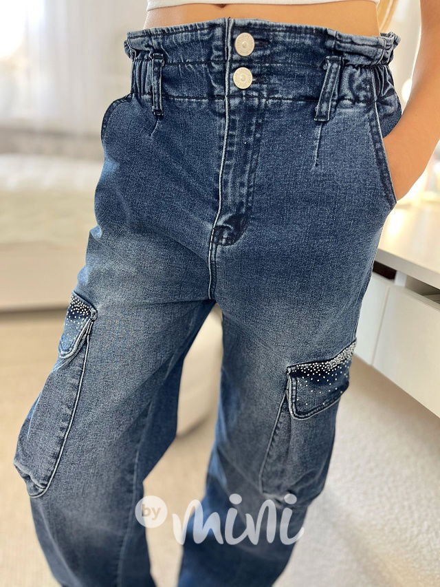 Volné cargo džíny s kamínky
