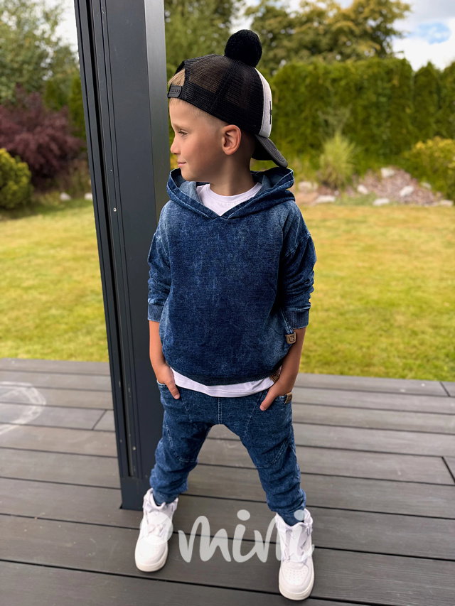 Soft denim hoodie mikina