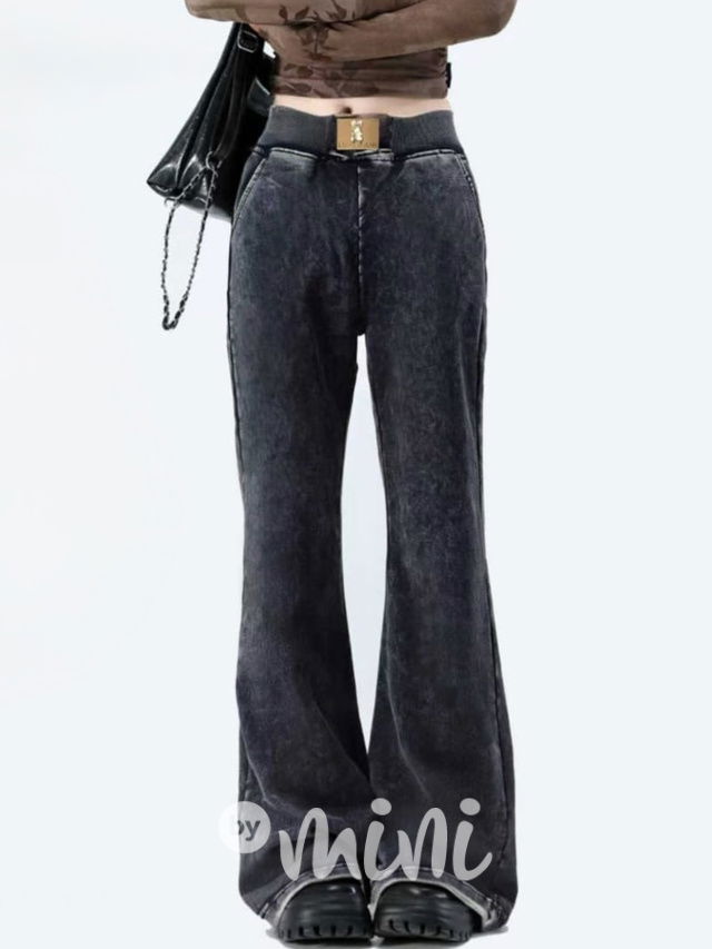 Acid wash soft denim kalhoty TEDDY