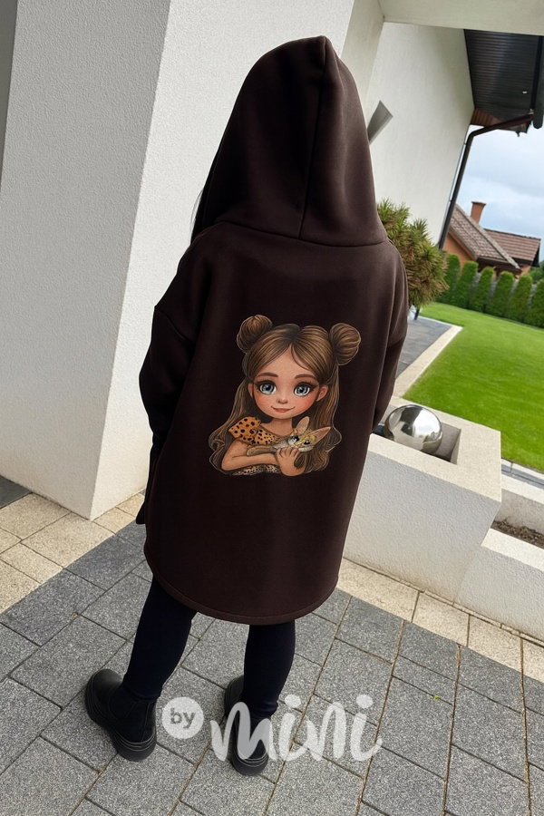 Maxi dlouhá mikina GIRL hnědá