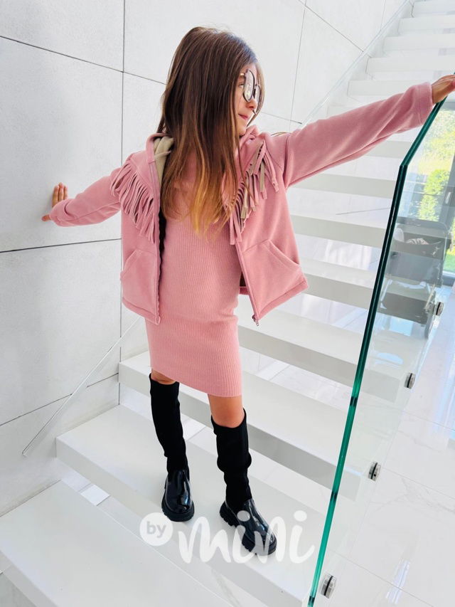 Zateplená mikina western růžová