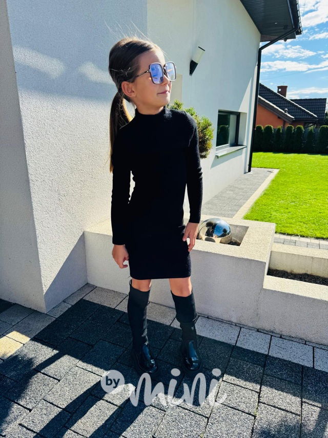 Slim svetrové stretch šaty černé