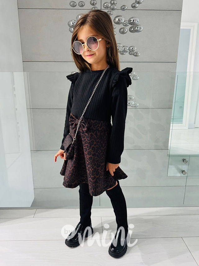 Teplé black/leopard šaty s kabelkou
