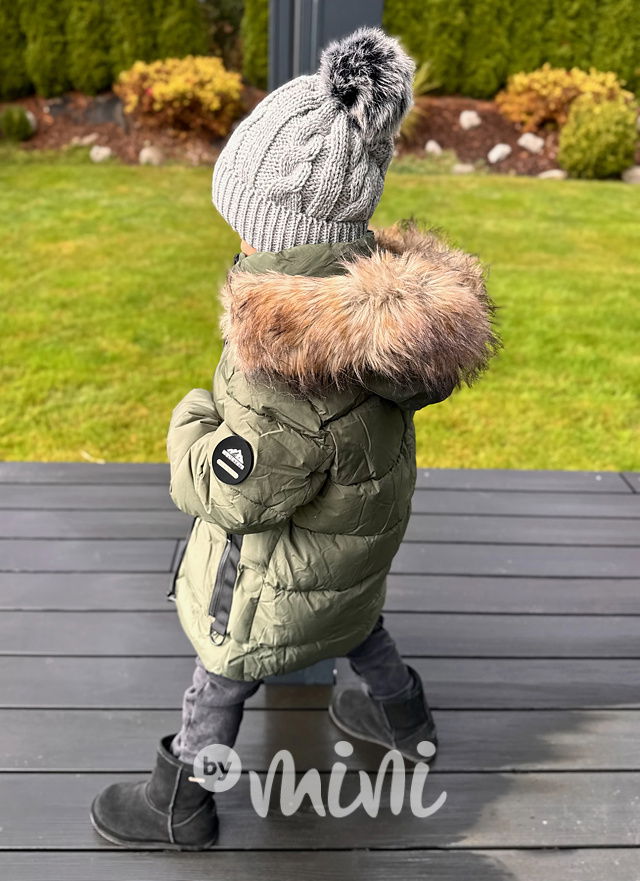 Zimní bunda s kožíškem khaki
