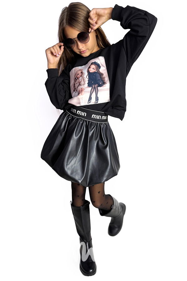 Eco leather balonová sukně MIA černá