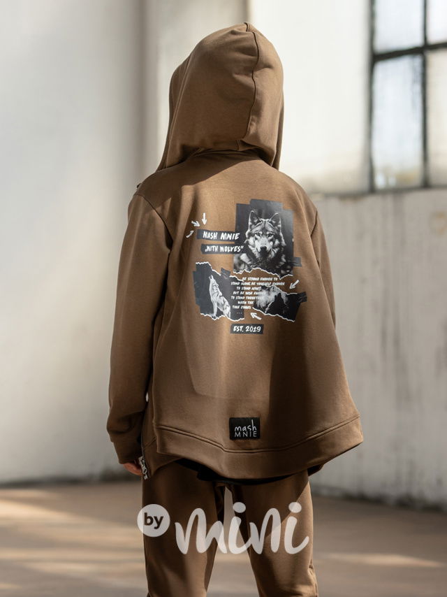Mash Mnie long mikina zip brown