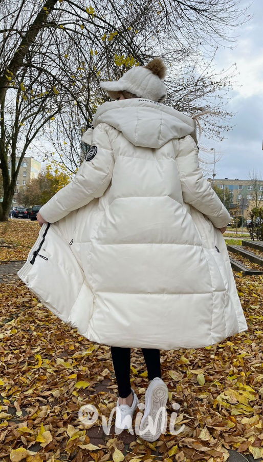 Maxi dlouhý zimní kabát SPORTY off white