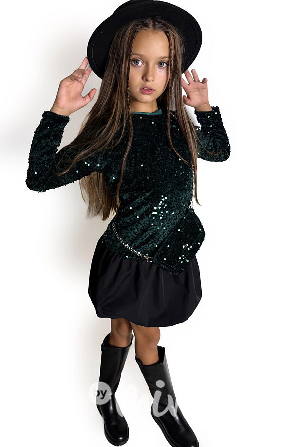 Flitrové šaty s kabelkou SMARAGD