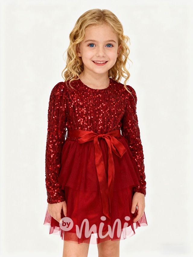 PREMIUM slavnostní šaty s tylem a flitry RED