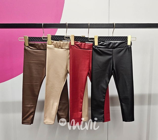 Eco leather thermo legíny béžové