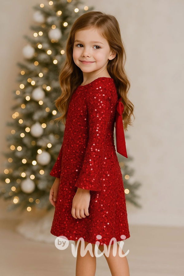 BOW flitr šaty červené