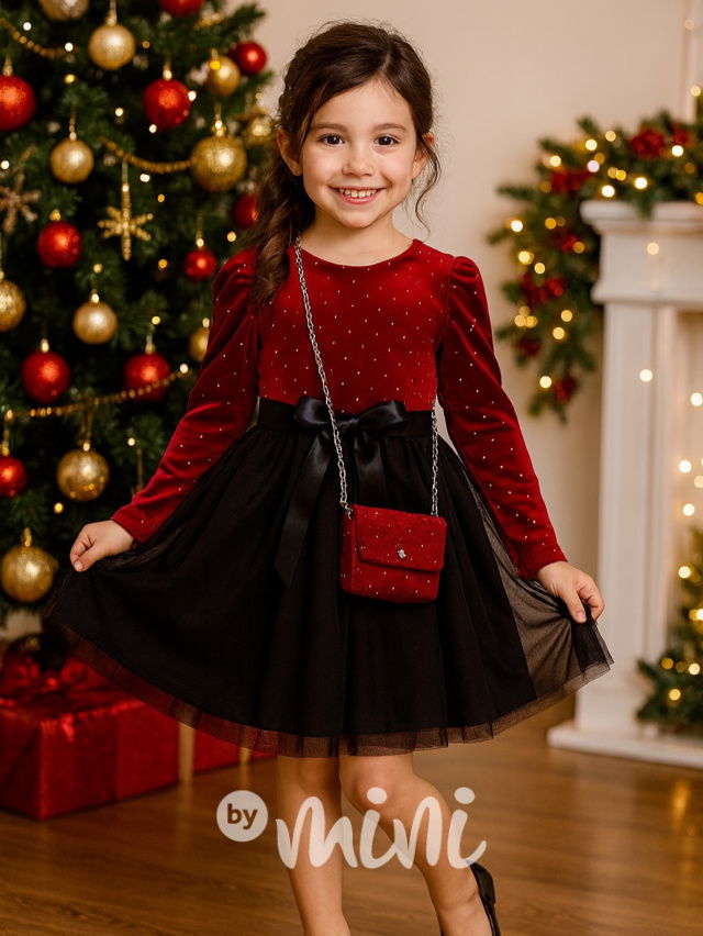 Black/red šaty s kabelkou