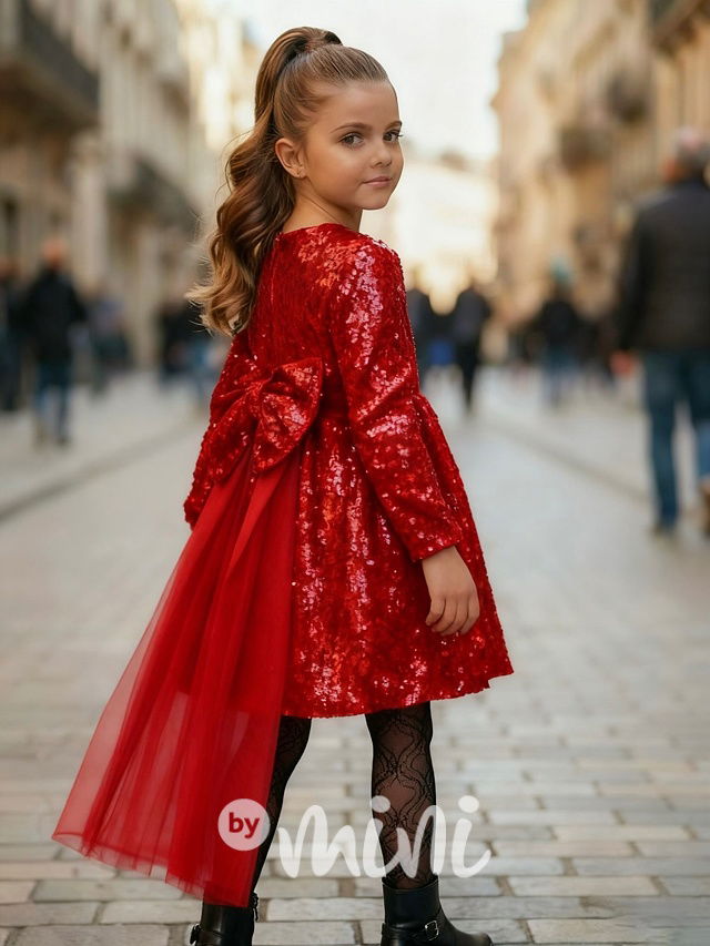 Maxi BOW flitr šaty červené