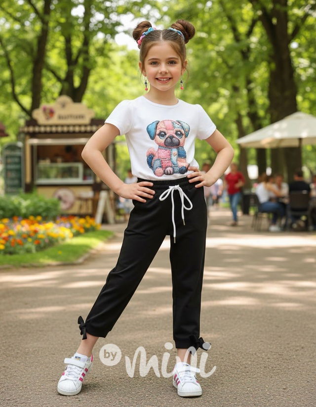 Patchwork mopsík triko bílé