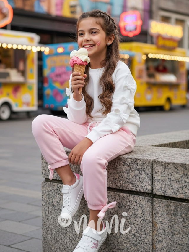 Mašličkové kalhoty světle růžové