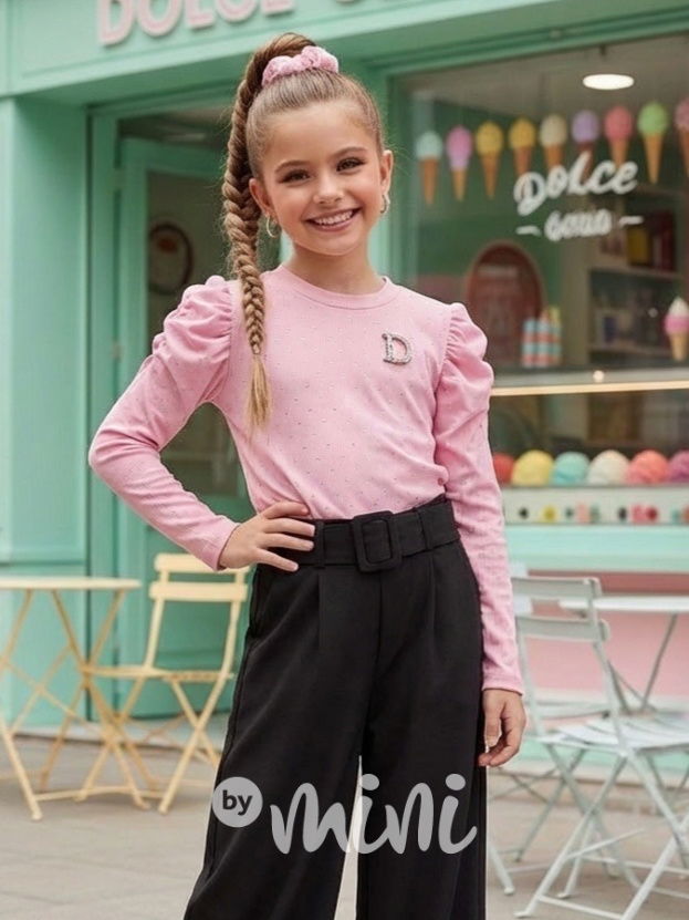 Blůzka posetá kamínky s broží PINK