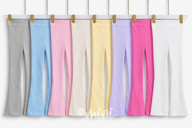 Stretch žebrované zvonáče s řasením vzadu PINK