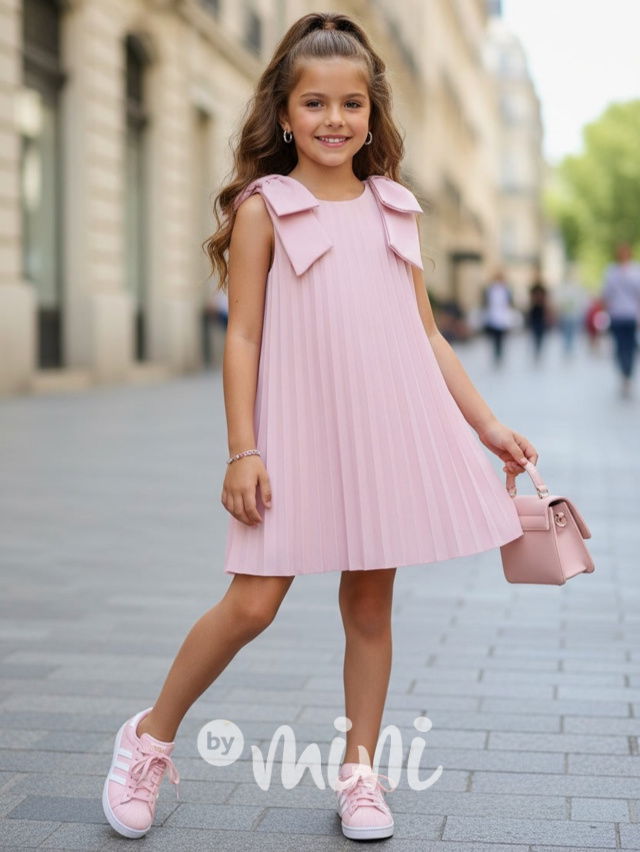 Maxi točivé plisované šaty PINK