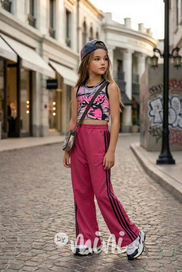 Sporty tepláky s pruhy AMARANT