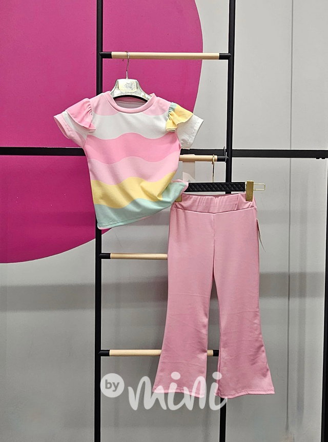 Pastel blůzka + zvonáče pink