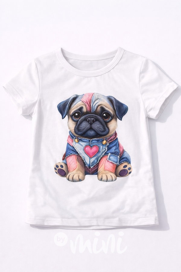 Buldoček triko bílé