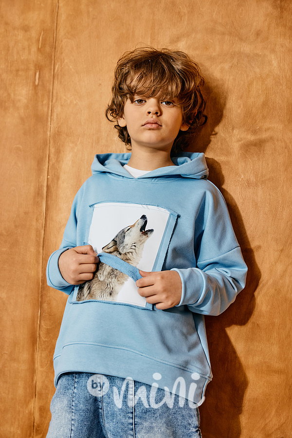 Mash Mnie hoodie mikina WOLF nebeská