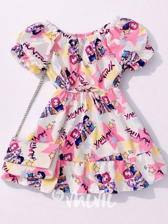 Letní HUNTRIX šaty s kabelkou white/pink