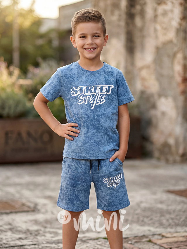 STREET style acid wash set blue