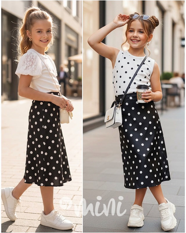 Satin midi sukně black/white
