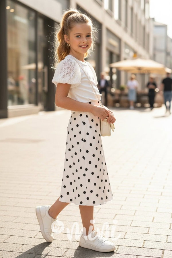 Satin midi sukně white/black