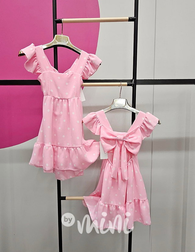 Petit puntíkaté šaty s mašličkou PINK
