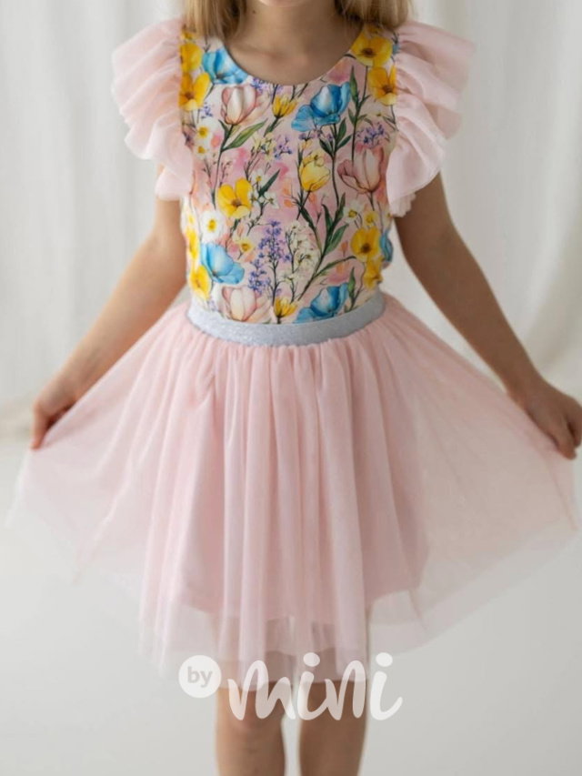 Peach tylová tutu sukně Lily Grey